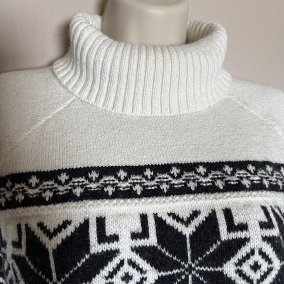 Lands End Sweater-Pullover-Fair Isle Turtleneck-Ivory, Cotton Blend-Medium - Picture 5 of 9